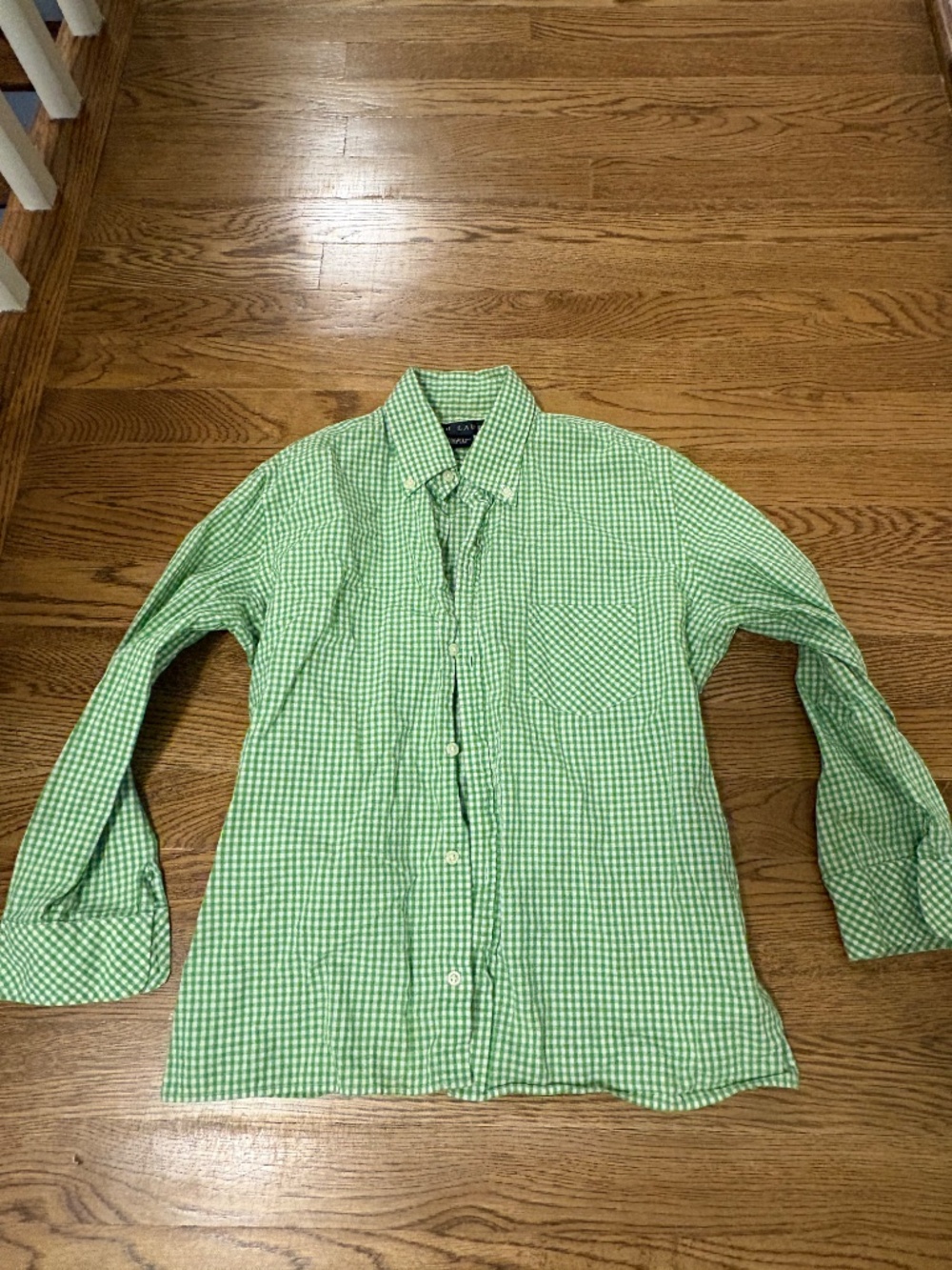 Vintage Ralph Lauren Green Gingham Button Down Shirt Small Preppy Cotton